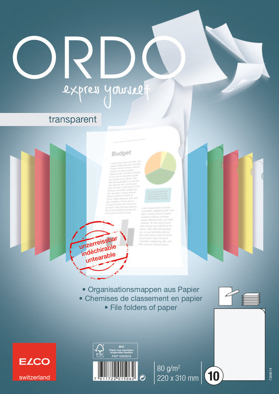 Elco Ordo Sichtmappe A4 – weiss, Papier, 10er-Pack
