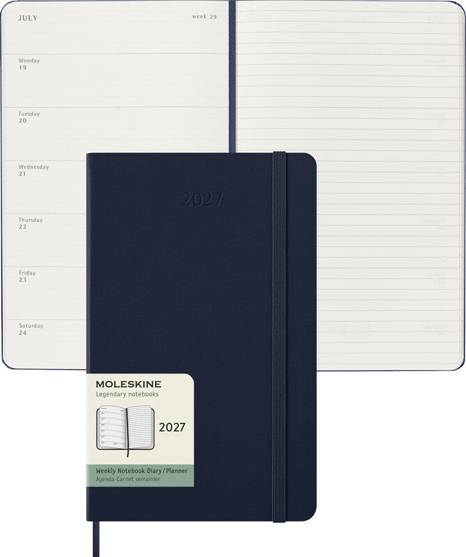 Moleskine Wochenagenda – 1 Woche/1 Seite, gebunden, 13 × 21 cm, saphirblau, FSC