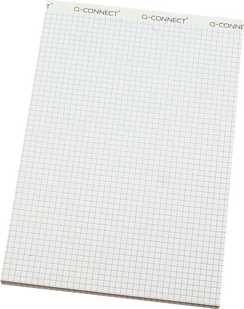 Q-connect Notizblock A5, kariert, geheftet, 100 Blatt, perforiert, 65 g/m² – weiss