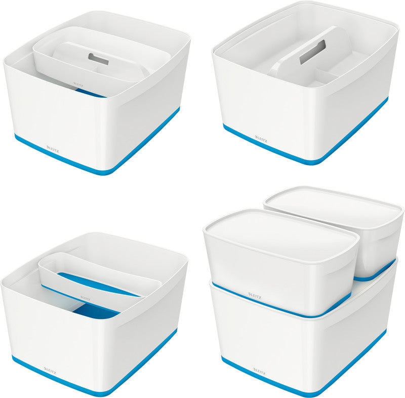 Leitz Aufbewahrungsbox MyBox – Kunststoff, weiss/blau, 31,8 × 19,8 × 38,5 cm