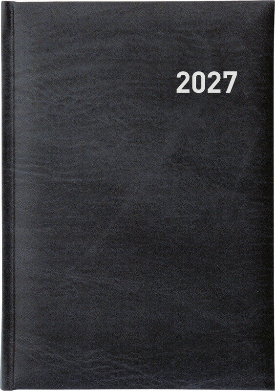 Biella Executive Agenda – 1 Tag pro Seite, gebunden, 14,5 × 20,5 cm, 2027, 1/2-Stunden-Takt, schwarz, FSC