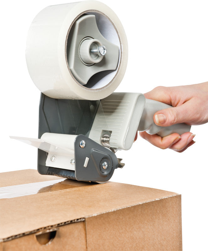 Q-Connect Verpackungsbandabroller – für Rollenbreite bis 50 mm, für Bandlänge bis 66 m, mit Bremse