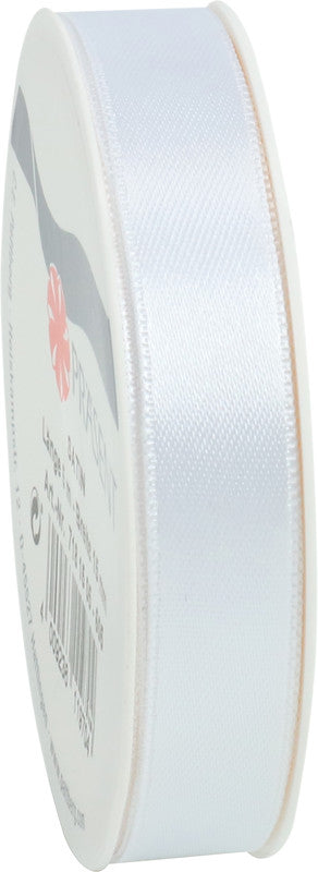 Präsent Satinband – echte Webkante – 15 mm × 5 m – Weiss