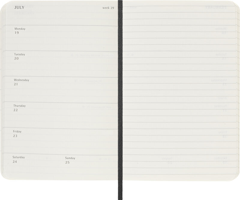 Moleskine Agenda – 1 Woche/1 Seite, gebunden, 9 × 14 cm, 2027, Englisch, schwarz, FSC