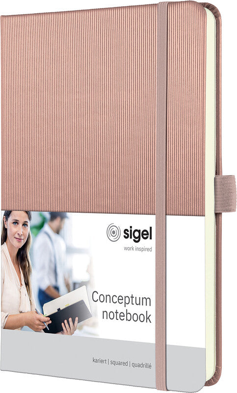 Sigel Notizbuch A5, kariert, Fadenheftung, 194 Seiten, 80 g/m² – rosa