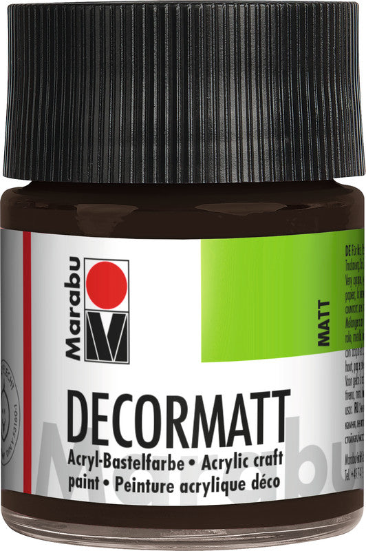 Marabu Decormatt – Acrylfarbe – Dunkelbraun, Samtmatt, 50 ml