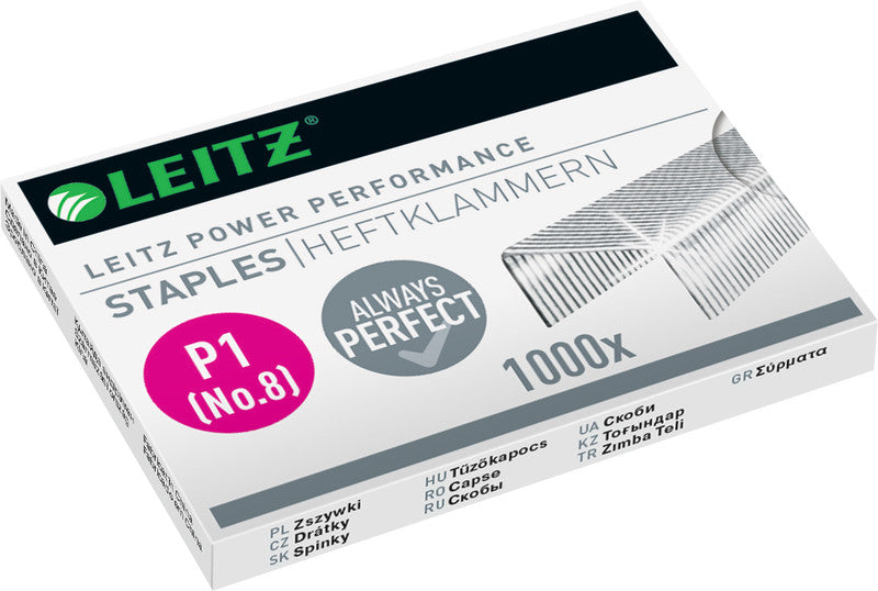 Leitz Heftklammern – für Leitz 5547 – 4 mm, 10 mm, 1 mm – Metall, silber – 1000 Stk.