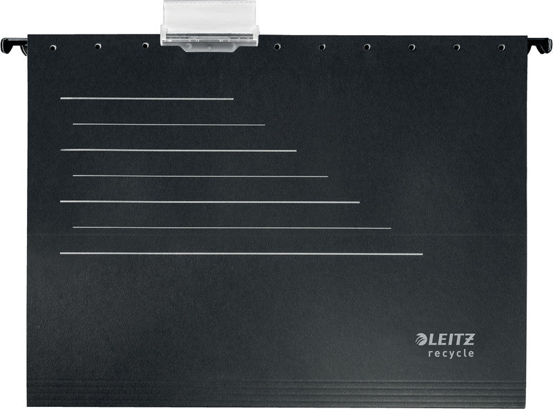 Leitz Hängemappe Recycle – für A4, Bodenbreite 15 mm, schwarz, Karton, inkl. Reiter