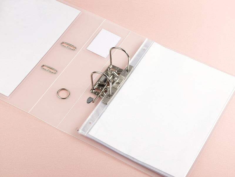 Biella Ordner Clear Creative #1 – A4 hoch – 2-Ring Hebelmechanik – transparent, mit Sichttasche
