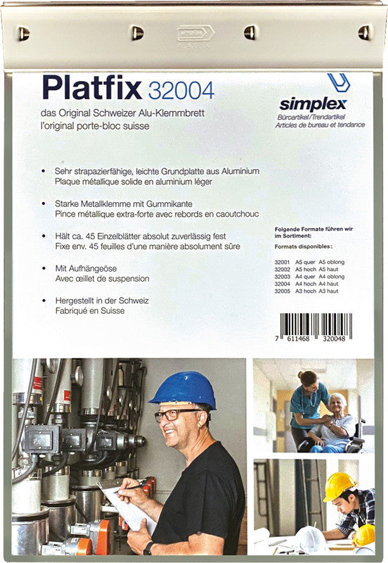 Simplex Klemmbrett A4 – Aluminium, silber