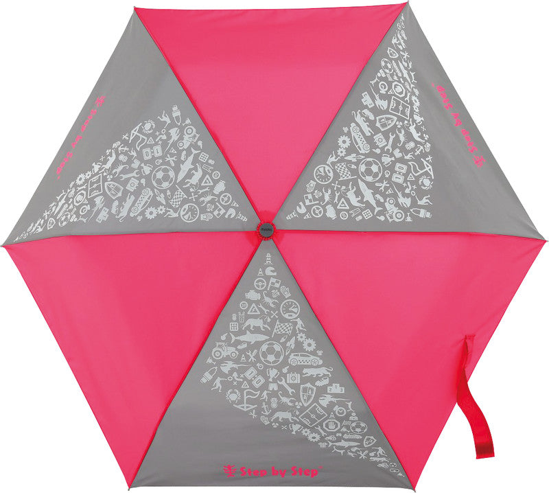 Step by Step Kinderregenschirm Doppler – Ø 50,5 cm, L 22,5 cm – neonpink – reflektierend