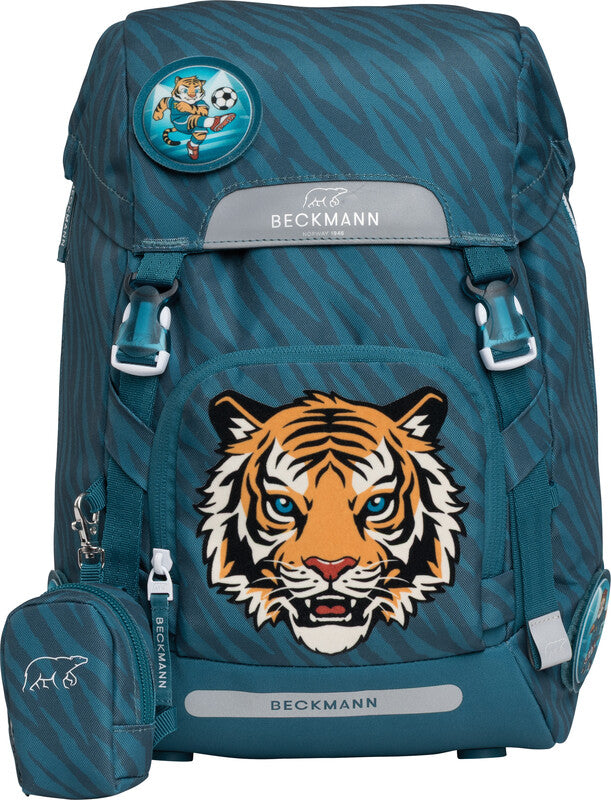 Beckmann Classic 1st – Schulrucksack, Tiger Stars, 22 l, 24×37×25 cm, für Laptop bis 15", mit Wendetasche