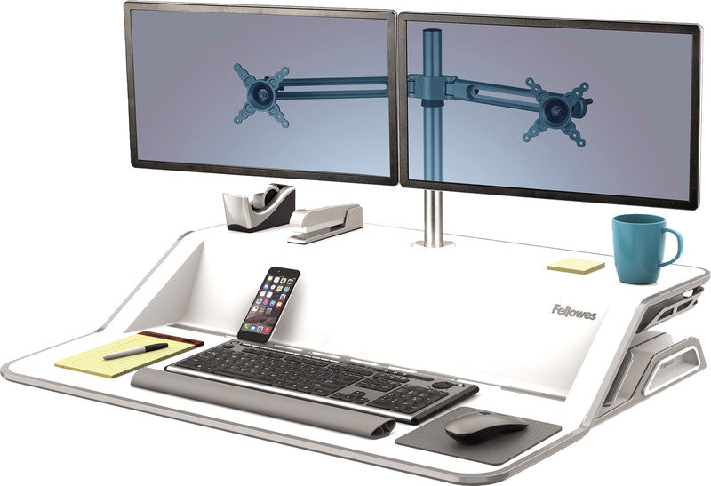 Fellowes Lotus – Monitorhalterung, 2 Monitore – bis 26", 5,8 kg, silber metallic
