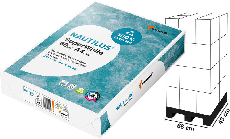 Nautilus Kopierpapier – A4, 80 g/m², hochweiss – für Inkjet/Laser/Kopierer – FSC – 500 Blatt