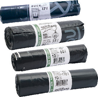 Noname Abfallsack Quickbag OKS – 17 L, 47 µm, Kunststofffolie, schwarz – 10 Stück