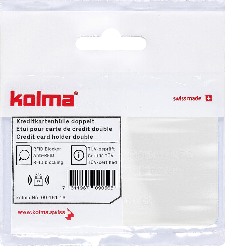 Kolma Doppelhülle – für Kreditkarten – 95 × 63 mm, Kunststoff, weiss – 2 Stück
