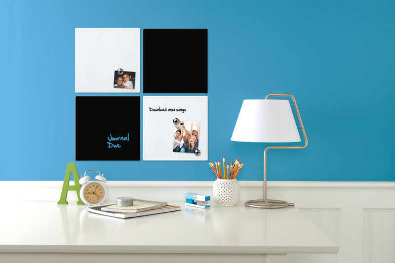 Rexel Whiteboard – 36 × 36 cm, matt, magnetisch, Wandmontage, inkl. GlowWrite-Marker, Magnete, Montagesatz