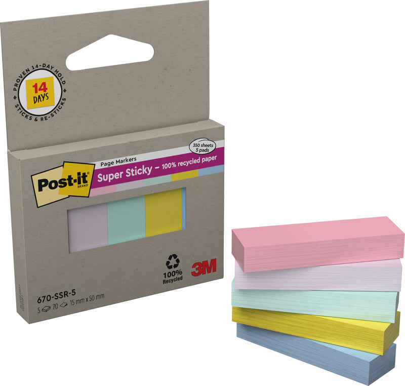Post-it Seitenmarker – 15×50 mm – sortiert, 5×70 Stück