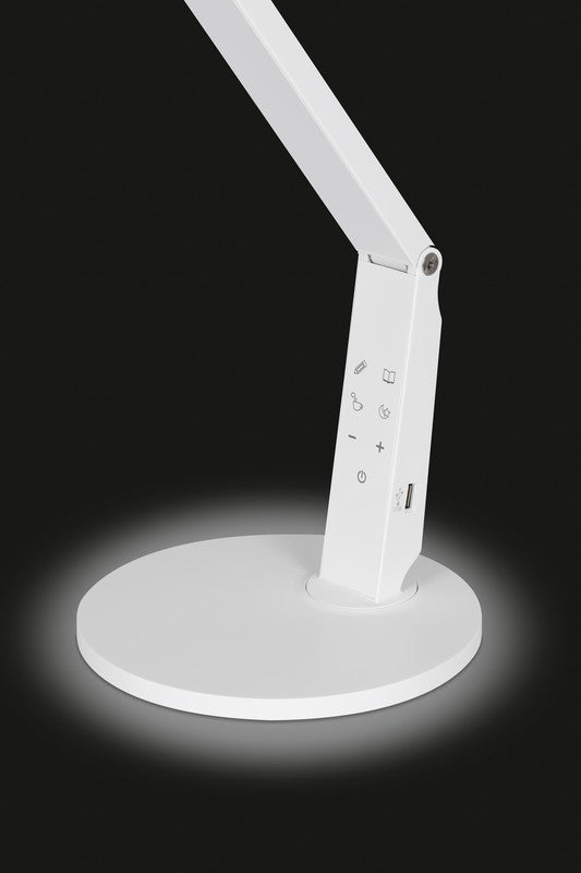 Hansa LED Tischleuchte Vario Plus – USB-Anschluss, dimmbar – 2700–6400 K – 620 lm 10 W – Weiss Metall