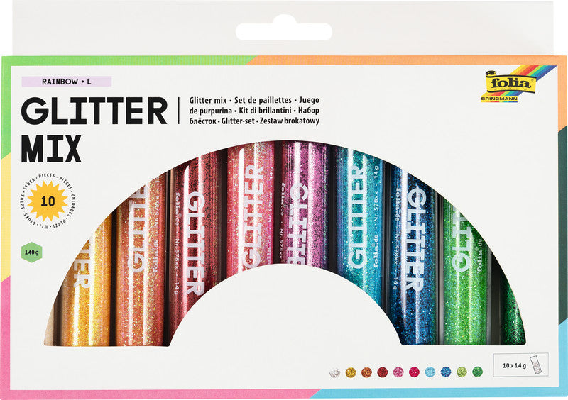 Folia Bastelset Glitter- und Pailletten Rainbow – 10×14 g