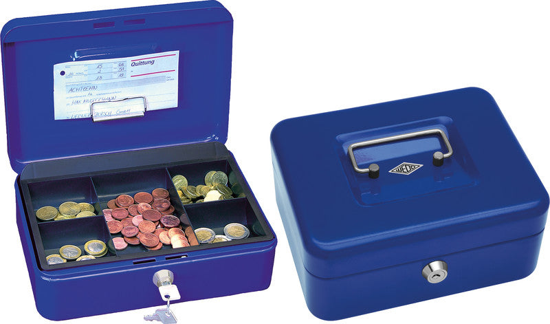 Wedo Geldkassette – mit Schlüssel – 20 × 16 × 9 cm – Blau – Stahl