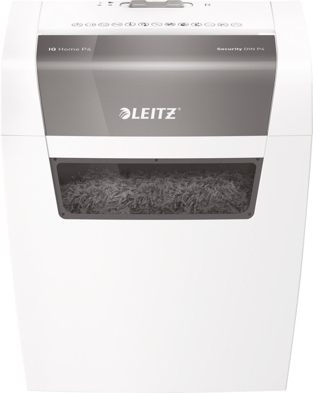 Leitz IQ Home – Aktenvernichter, DIN P-4, Partikelschnitt 4 × 28 mm, 6 Blatt, 15 l, A4