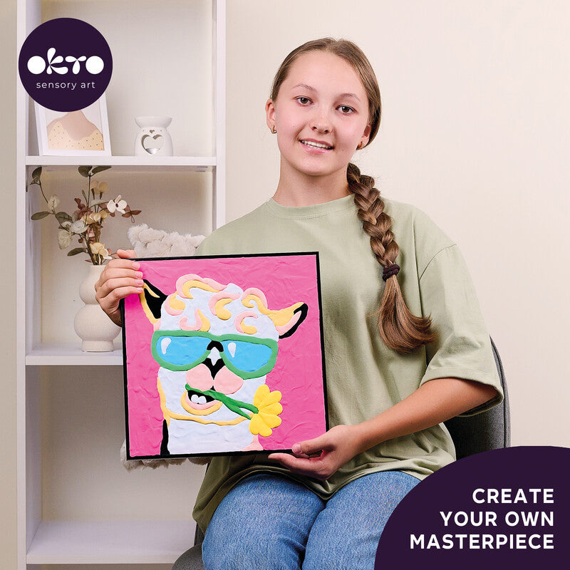Okto sensory art Air Clay Malen nach Zahlen – Modellier- & Malset, Lama, 29 × 29 cm