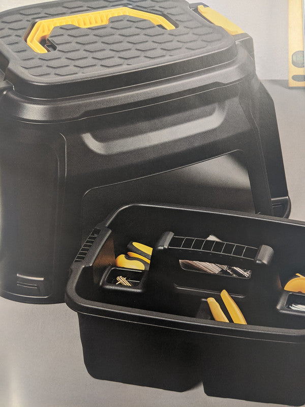 CEP Hocker-Werkzeugkasten 2-in-1, 500 × 600 × 330 mm, Kunststoff (PP), Schwarz, Belastbarkeit 260 kg