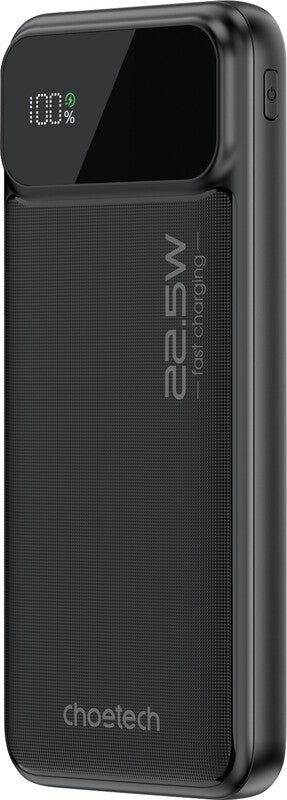 Choetech Powerbank 10000 mAh, 1× USB-C, 2× USB-A, für Smartphones, Tablets, Notebooks, Schwarz