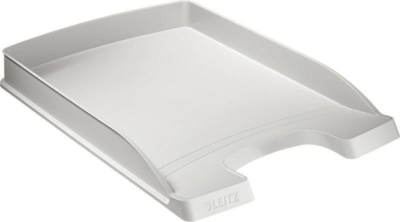 Leitz Stapelbarer Briefkorb mit Griffausschnitt, Beschriftungsfeld, matt, grau, B 255 × H 35 × T 357 mm