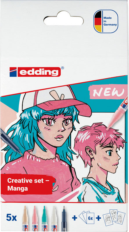 Edding 5300 Acrylmarker – Rundspitze 1–2 mm – Mehrfarbig – 5er-Set