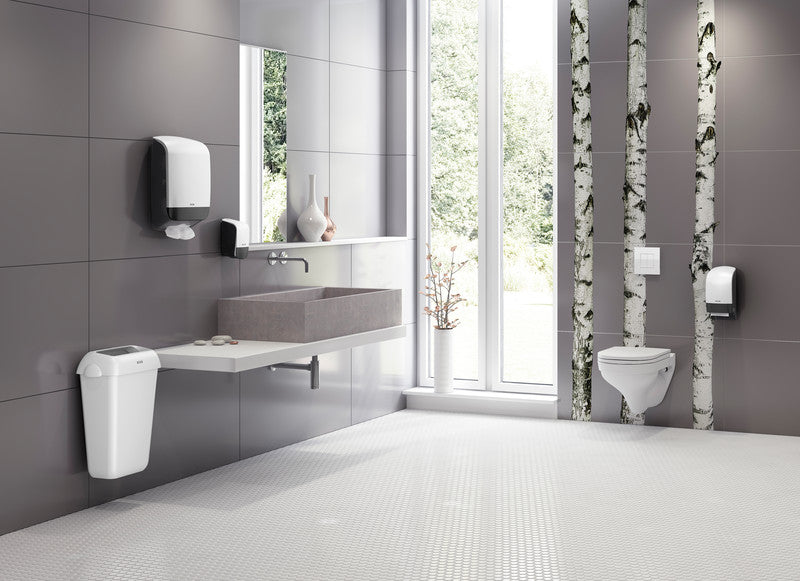 Katrin Inclusive Mini Falthandtuchspender Kunststoff Weiss – für Falthandtücher 210 mm – 248 × 350 × 114 mm