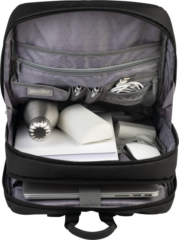 Bestway Business Pro Notebook-Rucksack – 17 l, wasserabweisend, Aufsteckfunktion, Kunststoff, schwarz