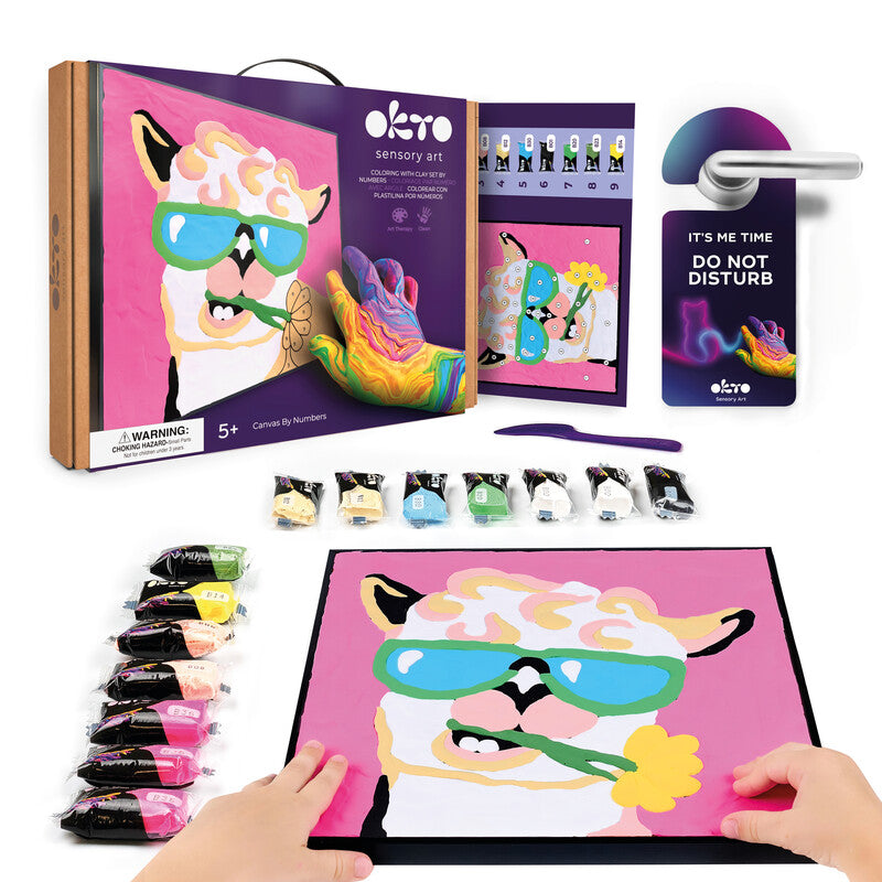 Okto Sensory Art – Modelliermasse-Set Malen nach Zahlen Lama – ab 5 Jahren – 14 Modelliermassen