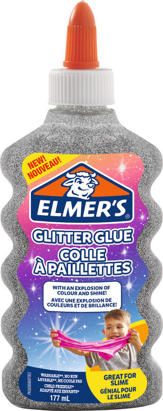 Elmer's Glitzerkleber – Silber – 177 ml – Auswaschbar, Geruchsarm – Für Basteln