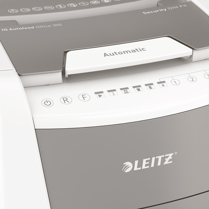 Leitz IQ Autofeed Office – Aktenvernichter mit Autofeed 300 Blatt, DIN P-4, Partikelschnitt 4 × 30 mm, 60 l