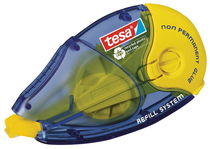 TESA ecoLogo Kleberoller – wiederablösbar, transparent, lösungsmittelfrei, für Papier, Karton, Fotos und mehr