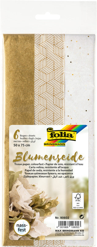Folia Seidenpapier, 20 g/m², 50 × 75 cm, gold, 6 Blätter, FSC
