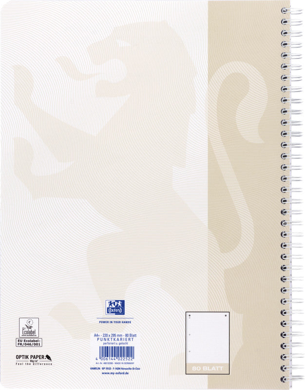 Oxford Collegeblock, Karton, 80 Blatt, 4-fach gelocht, perforiert, 90 g/m² – Sand, für SCRIBZEE App