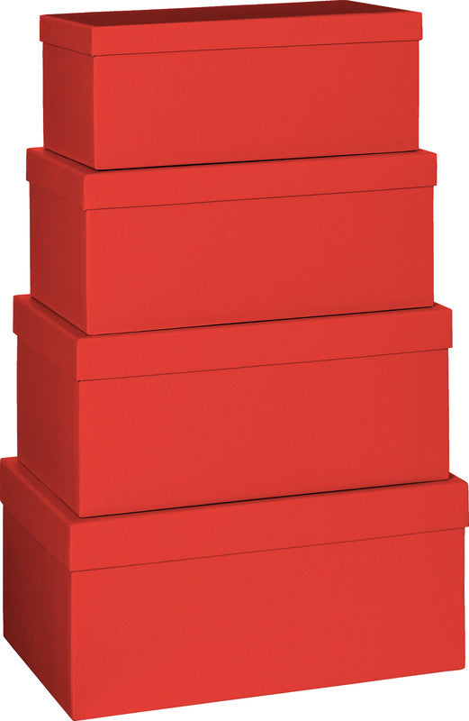 Stewo Geschenkbox – 4 Stk., Karton, Strukturprägung – Rot – sortierte Masse