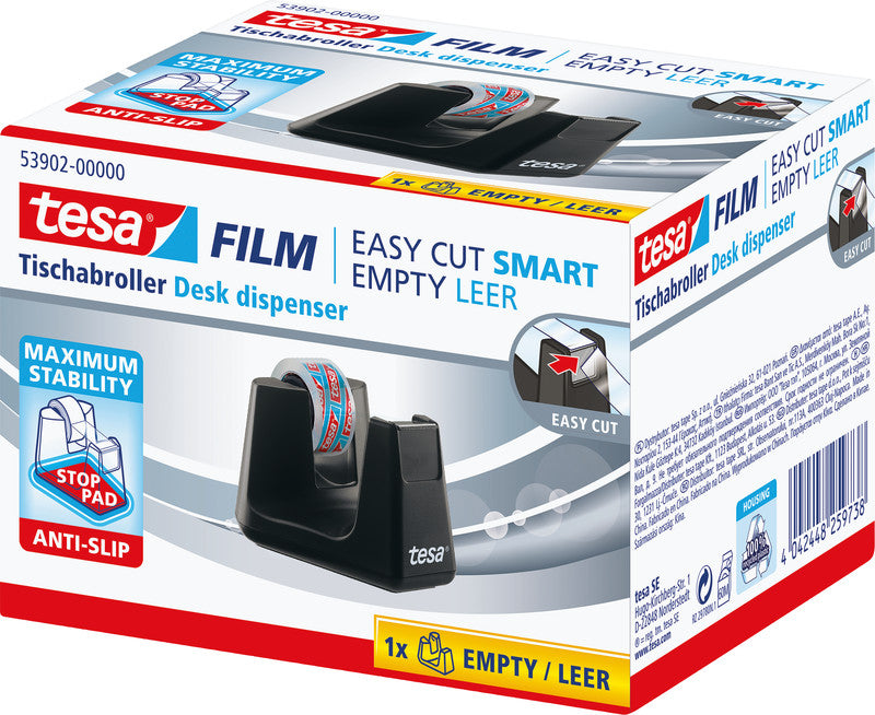 tesa Tischabroller Easy Cut Smart – für Rollenbreite bis 19 mm, für Bandlänge bis 33 m, rutschfest
