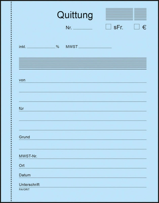 Favorit Formularblock – Quittungen, Deutsch, 50 Blatt, A6