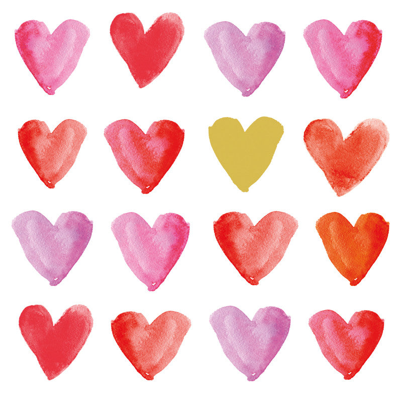 Ppd Servietten Aquarell Hearts – 33 × 33 cm – 3-lagig, Tissue – 20 Stk., FSC