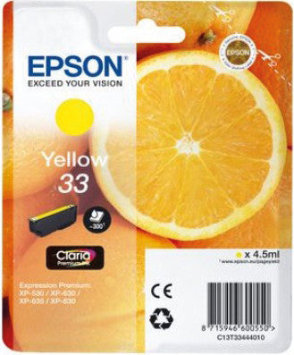 Epson Tintenpatrone 33, Gelb – für Inkjetdrucker und Multifunktionsgeräte