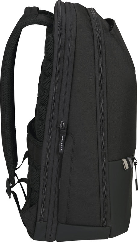 Samsonite Stackd Biz Notebook-Rucksack – 22/30 l, Aufsteckfunktion, USB-Port, recyceltes PET (rPET), Schwarz
