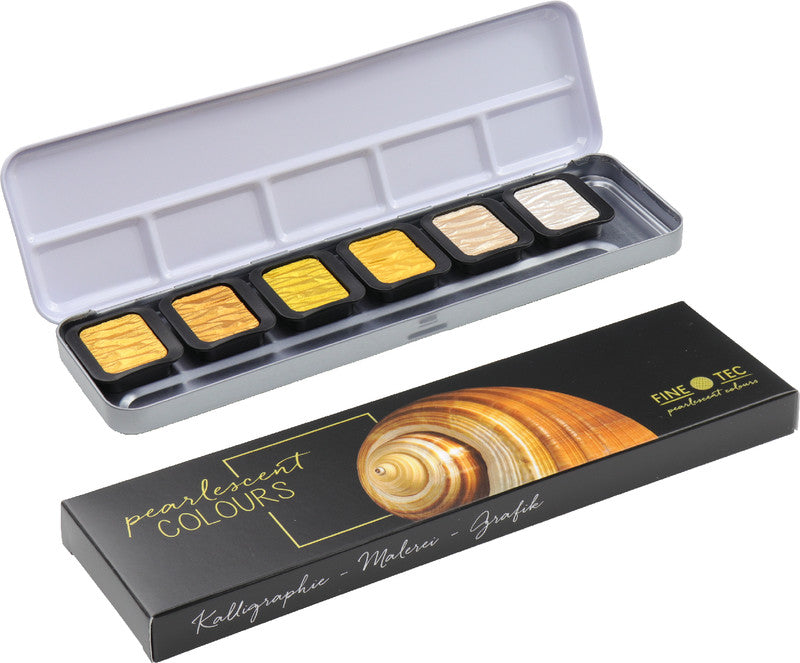 Finetec Perlglanzfarben – Deckfarbkasten – Set – 6 Farben, sortiert