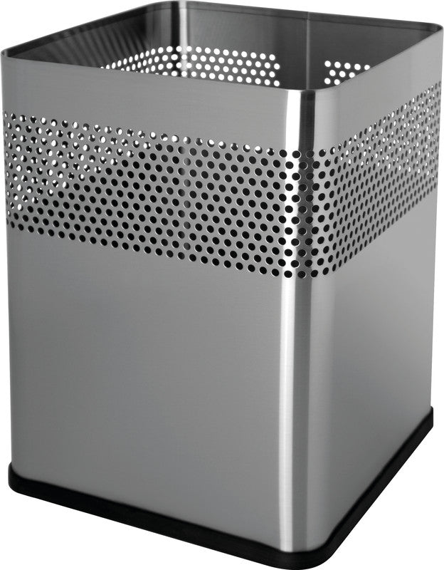 Helit Papierkorb the dot – 18 l – Edelstahl – Ø 240 × H 325 mm, Gummibodenring