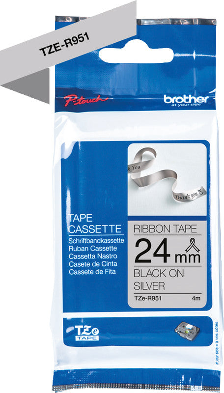 Brother Textilband – 24 mm × 4 m, silber, schwarz