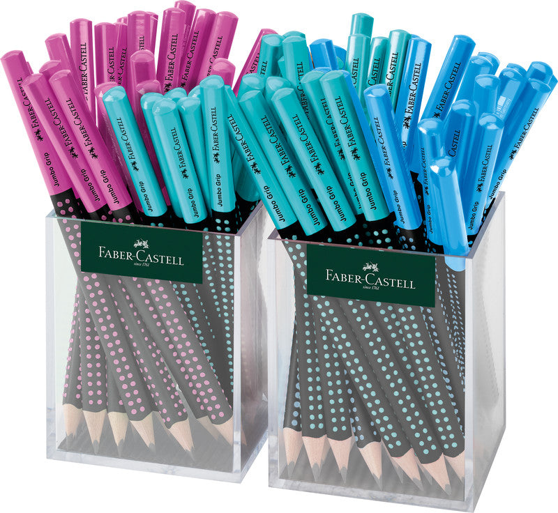 Faber-Castell Grip Jumbo Zweifarbiger Bleistift, Dreikant, Grip-Zone B, Mine Ø 3,25 mm, farbig sortiert
