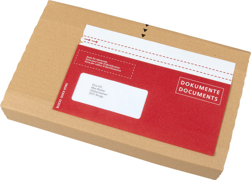 Elco Dokumententasche – C6/5 (114 × 229 mm), Fenster links, bedruckt, rot, Papier, selbstklebend – 250 Stück